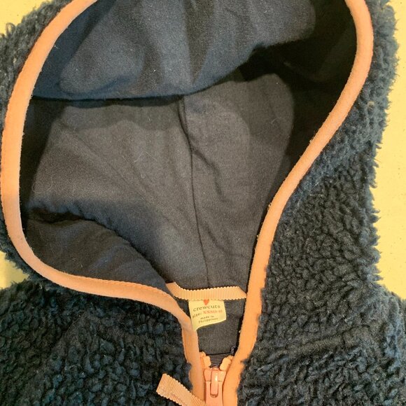 Crewcuts Hooded Fleece Jacket – Navy with Pink Trim (Size XXS / 2–3 Years) - Picture 2 of 3